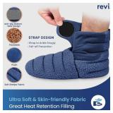 REVIX Microwave Booties for Cold Feet & Discomfort Relief, Heated Slippers for Women & Men with Moist Heat Therapy, Microwavable Foot Warmers for Home & Bed Use, Adjustable Non-Slip Slippers, Navy L