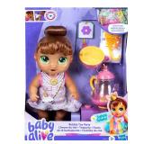 Baby Alive Bubbly Tea Party Sophia Sparkle Doll with Teapot Accessories, Brown Hair, 11 Inches, Toys for 3 Year Old Girls and Boys & Up