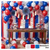 PartyWoo Red and Blue Crepe Paper Streamers 4pcs 328ft Pack of Red and Blue Crepe Paper Streamers for Birthday Engagement Baby Shower Bachelorette Graduation Wedding Independence Party Decorations