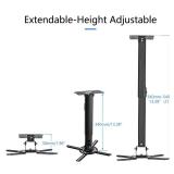 suptek Black Projector Ceiling Mount Bracket Fits Flat or Sloped Ceiling Height Adjustable with Extendable Length for LCD/DLP Projector Mount (PR05B)