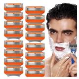 15 Count Razor Blade Shaving Razor Blade Refills, Mens Shaving Blades Refills-Orange New Version