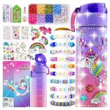 BOOH Gifts for Girls 4-12, Decorate Your Own Water Bottle Kits for Girls, Unicorn Diamond Painting Toys & Friendship Bracelet Kit, Fun Arts Crafts for Kids Ages 4-6-8-10, Birthday Gifts Toys for Kids