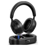 Wireless Headphones for TV with LED Display, TV Headphones Wireless for Seniors with Transmitter Charging Base, No Audio Delay Bluetooth V5.3, Plug and Play, Gift for Seniors/Hearing Impaired (Black)