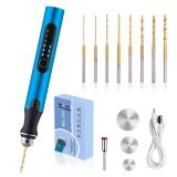 3-Speed Cordless Mini Drill Pen With 8 Small Drill Bits,Rechargeable Electric Hand Drill Pin Vise,Resin Drill Set For Jewelry Making,Resin,Plastic,Wood,Keychains DIY (BLUE)