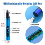 3-Speed Cordless Mini Drill Pen With 8 Small Drill Bits,Rechargeable Electric Hand Drill Pin Vise,Resin Drill Set For Jewelry Making,Resin,Plastic,Wood,Keychains DIY (BLUE)