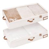 StorageWorks Large Under Bed Storage Containers with Handles and Label Holder, 2 Pack Ultra-thick Fabric Underbed Bins, Closet Organizer for Clothes, Blankets, Sweater