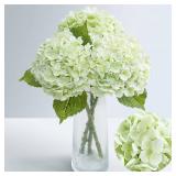 Waipfaru 21 Real Touch Hydrangea Artificial Flowers with Long Stem & Leaves, Full Latex Faux Hydrangea Flowers for Home Decor Party Floral Arrangements Wedding Bouquets Centerpieces, Green 3Pcs