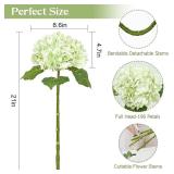 Waipfaru 21 Real Touch Hydrangea Artificial Flowers with Long Stem & Leaves, Full Latex Faux Hydrangea Flowers for Home Decor Party Floral Arrangements Wedding Bouquets Centerpieces, Green 3Pcs