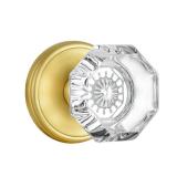 CLCTK Octagon Crystal Glass Door Knobs Gold Door Knob, Passage Function Interior Door Knobs for Hall Closet, Satin Brass Finish