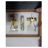 CLCTK Octagon Crystal Glass Door Knobs Gold Door Knob, Passage Function Interior Door Knobs for Hall Closet, Satin Brass Finish