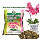 [Upgraded] DUSPRO Orchid Potting Mix for Repotting with Forest Moss, Pine Bark, Perlite & Pumice, Orchid Bark Potting Mix, Orchid Repotting Soil, Drainage Indoor Potting, Orchid Pot Not Included,1 QRT