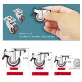 1.25 Small Caster Wheels Set of 4, Low Profile 360 Degree Swivel Casters, Little Rubber Base Rolling Plate Caster Wheels for Small Furniture Project(2 with Brakes & 2 Without),Load 140Lbs