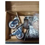 1.25 Small Caster Wheels Set of 4, Low Profile 360 Degree Swivel Casters, Little Rubber Base Rolling Plate Caster Wheels for Small Furniture Project(2 with Brakes & 2 Without),Load 140Lbs