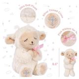 MyMateZoe Baptism Gifts for Girl, Great Christening, Dedication and Baptism Gift Set for Girl and Newborn Baby, Includes 7in Praying Lamb Plush Toy and Let Us Pray Baby Book in Keepsake Gift Box
