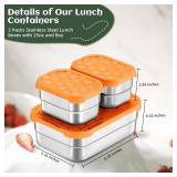 HaWare 8oz*2+25oz Stainless Steel Lunch Containers, Leak Proof Food Storage Snack Containers with Silicone Lids, Portable Sandwich Containers, Easy Open Bento Lunch Box for School Daycare