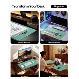 YSAGi Leather Desk Protector, Office Mat, Large Mouse Mat, Non-Slip PU Leather Blotter, Laptop Desk Pad, Waterproof Writing Pad for Office and Home (Green-Blue, 23.6 x 13.8)