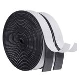 MAGZO Weather Stripping Door Seal, 1 Inch Wide X 1/8 Inch Thick Adhesive Foam Tape Soundproof Weatherstripping for Windows, 2 Rolls Total 33FT Black