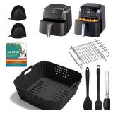 7pcs Accessories for Ninja Air Fryer Pro XL 6-in-1 - AF181 &AF141 6.5 QT Air Fryer, with brushes Clip Spatulas Baking trays Baking Needles Hand Clips,Recipes (6.5QT)