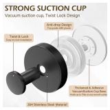 Ninth Five Shower Suction Cup Hooks, Heavy Duty Bathroom Wall Hooks for Towels, Robes, Loofahs, Removable Metal Hook for Tile Glass Mirror, No Drill(4 Pack, Black)