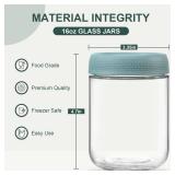 NETANY 4-pack 16 oz Overnight Oats Containers with Lids, Glass jars with Airtight Lids, Wide mouth Mason Salad jars, Glass Food Storage Containers for Snacks Yogurt Spice Sugar