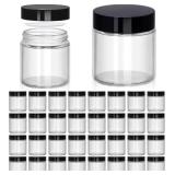 UPBUD 4 oz Clear Glass Jars with Lids - 32 Pack Cosmetic Containers with Inner Liners, Wide-Round Smooth Mouth, Sealable for Creams, Lotions, Essential Oils, Body Butter, Travel Samples