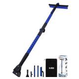 E-SDS 59in Car Snow Brush Ice Scraper Bendable Snow Scraper for Cars with Silicone Brush, Extendable Snow Removal Tool for Car, Truck, SUV
