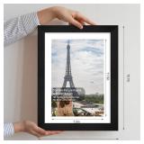 Hongkee 10x14 Picture Frame Set of 2, Made of Glass and Rustic Black Wooden Frame, Display 8x12 Pictures with Mat or 30 x 40cm Diamond Painting Art without Mat for Wall Mounting, Gallery Photo Frames