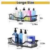 OMAIRA 3-Pack Shower Caddy with Soap Holder, Adhesive Rustproof No-drill Strudy Loading Inside Shower Organizer Shelves Rack Storage Bathroom Organization for Smooth Wall Glass Tile, Black (Large)