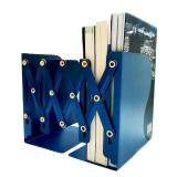 Metal Bookends for Heavy Books, Sturdy Book Stopper to Hold Books Heavy Duty, Adjustable Book Ends for Office & School (Blue)