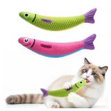 PetBusy Cat Toys with[5000mg A+Natural Catnip &Silvervine] [Baby Grade] Interactive Soft Chew Kicker Cat Toys for Indoor Cats & Kittens, [Crinkle &Bell] Fish Sound Toy, Drives Bored Cat Crazy with Fun