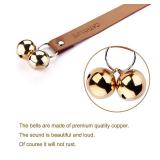 CATHYLIFE Leather Dog Doorbells for Door Knob/Potty Training/Go Outside, Length Adjustment Copper Dog Bell, Housetraining Hanging Bell, Brown Leather Golden Bells.