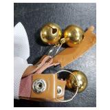 CATHYLIFE Leather Dog Doorbells for Door Knob/Potty Training/Go Outside, Length Adjustment Copper Dog Bell, Housetraining Hanging Bell, Brown Leather Golden Bells.