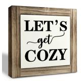 Inspirational Wood Signs, Box Wood Plaques Desk Decor, Farmhouse Home Decor Sign for Shelf, Family Table Decor for Kitchen Bedroom Dining Room, Living Room Decor, Housewarming Gift, Let