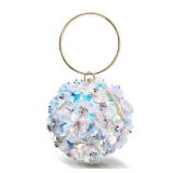 Sparkling Rose Golden Clutch Bag - Rhinestone Flower Design, Elegant Evening Handbag for Women, Perfect Party Dress Accessories