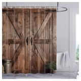 Jipusai Rustic Barn Door Shower Curtain for Bathroom, Retro Countryside Wood Board Bathroom Decor Curtain Sets,Art Vintage Famhouse Western Bath Curtains RV Shower Curtains with Hooks 60X70IN