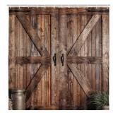 Jipusai Rustic Barn Door Shower Curtain for Bathroom, Retro Countryside Wood Board Bathroom Decor Curtain Sets,Art Vintage Famhouse Western Bath Curtains RV Shower Curtains with Hooks 60X70IN