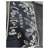 Tinideya 2 Pcs Holly Pine Branches Merry Christmas Kitchen Mats Set - Washable Non Slip Christmas Rug Winter Doormat for Xmas Home Floor Decorations (Black)