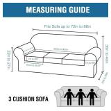 H.VERSAILTEX 4 Piece Stretch Sofa Covers for 3 Cushion Couch Covers for Living Room Furniture Slipcovers (Base Cover Plus 3 Seat Cushion Covers) Upgraded Thicker Jacquard Fabric (Sofa, Dove)