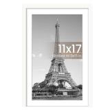 upsimples 11x17 Picture Frame, Display Pictures 9x15 with Mat or 11 x 17 Without, Wall Hanging Poster Frames, White, 1 Pack
