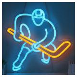 OkiyiD Hockey Neon Signs, Hockey Player Neon Lights for Bedroom,Gift Neon Light Suitable for Living Sport Room- 5V USB Power Dimmable Switch with Hanging Chain Hooks