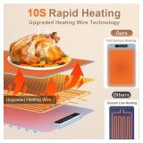 Food Warming Mat, 10S Rapid Heating Warming Mat for Food, Upgraded Heating Tech Food Warmer Mat with 4 Adjustable Temperature & Timer, Full Surface Electric Warming Trays for Buffets Parties Family