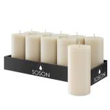 Simply Soson 2x4 inch Ivory Pillar Candles Set of 10, Smooth Texture, Unscented Ivory Candles, Dripless Candles, 2 inch Pillar Candles Ideal as Wedding, Parties, Spas, Dinner, Home Decoration