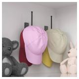 Durmmur 8 Pack Hat Racks for Baseball Caps, Stainless Steel Hat Organizer for Baseball Cap, Hat Holder Storage Organizer, Hat Hanger Strong Adhesive/Wall Drilled for Door, Bedroom, Closet(Black 6 in)