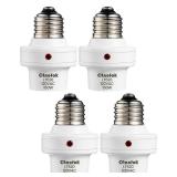 otnofok Light Sensor Socket, E26/E27 Light Bulb Socket, Automatic Dusk to Dawn Photocell Sensor with 300° Adjustable Angle for Outdoor Lighting in Porch, Garage, and Wall Lights, White, 4 Pack