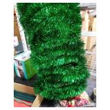 [ Timer ] 6 Ft Pop Up Christmas Tinsel Tree, Green Collapsible Christmas Tree with 50 Colorful Light 16 Candy 10 Ball 4 Snowflake Merry Christmas Bow DIY Ornaments Battery Operated Xmas Decor Indoor