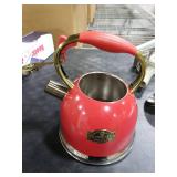 Tea Kettle, Stovetop Whistling Teapot, Stainless Steel, Red, 3.0-Quart