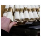 N9R 50 Pack Pre Rolled Gold Plastic Cutlery Set, Wrapped Plastic Silverware Set with 50 Forks, 50 Knives, 50 Spoons and 50 Napkins, Disposable Cutlery Set for Party and Wedding