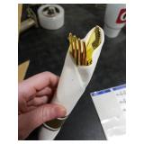 N9R 50 Pack Pre Rolled Gold Plastic Cutlery Set, Wrapped Plastic Silverware Set with 50 Forks, 50 Knives, 50 Spoons and 50 Napkins, Disposable Cutlery Set for Party and Wedding