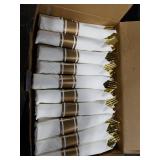 N9R 50 Pack Pre Rolled Gold Plastic Cutlery Set, Wrapped Plastic Silverware Set with 50 Forks, 50 Knives, 50 Spoons and 50 Napkins, Disposable Cutlery Set for Party and Wedding