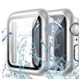 Goton Waterproof Case Compatible for Apple Watch Screen Protector Series 6/5/4, SE 3/2/1 44mm, Hard Bumper with Tempered Glass for iWatch Cover 44 mm